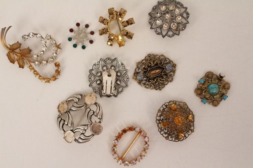 Broschen ohrclips strass - broschen,